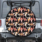 Watercolor Koi Carp Fish Pattern Print Leather Spare Tire Cover