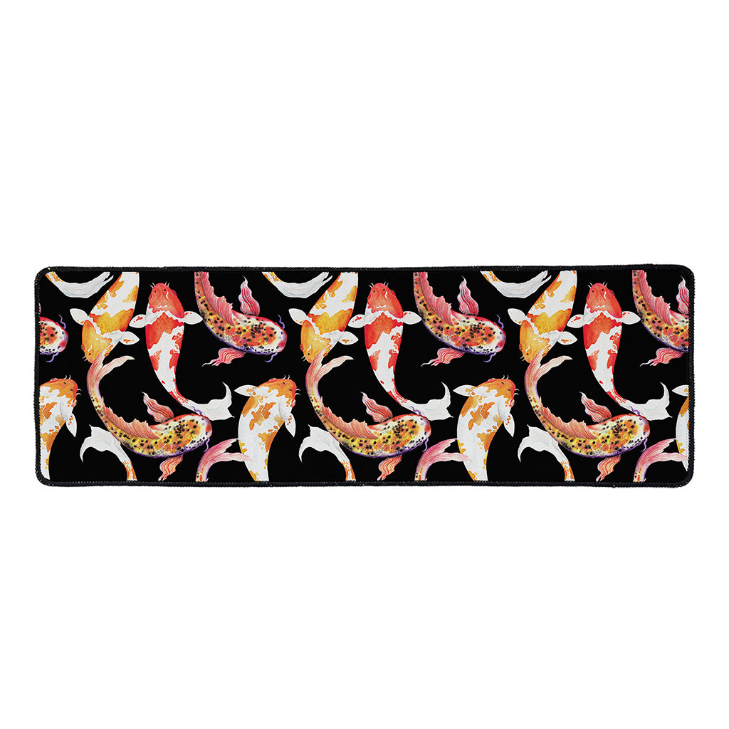 Watercolor Koi Carp Fish Pattern Print Long Kitchen Mat