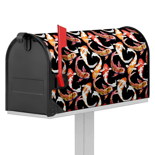 Watercolor Koi Carp Fish Pattern Print Mailbox Cover