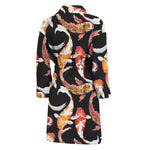 Watercolor Koi Carp Fish Pattern Print Men's Bathrobe