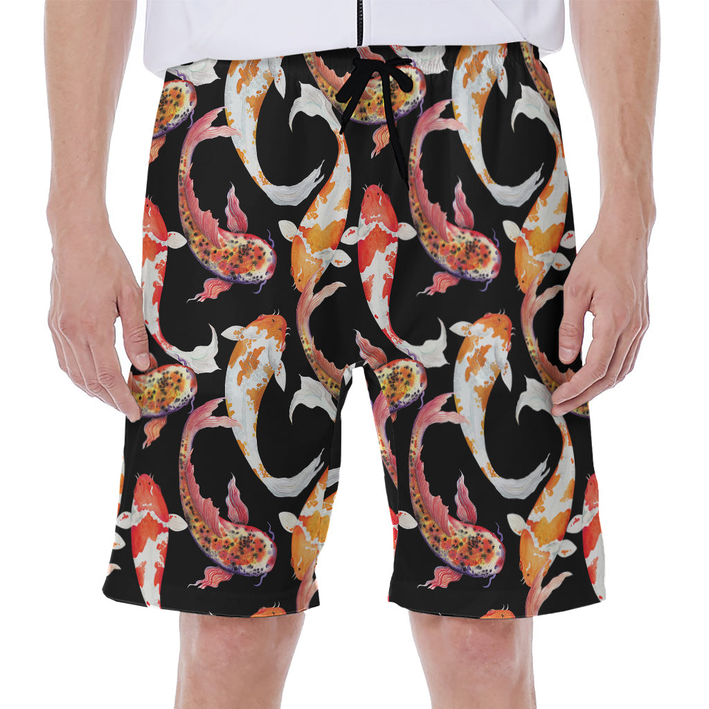 Watercolor Koi Carp Fish Pattern Print Men's Beach Shorts