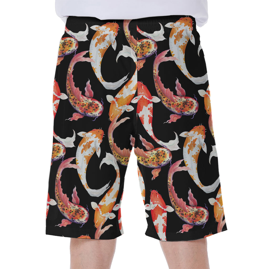 Watercolor Koi Carp Fish Pattern Print Men's Beach Shorts