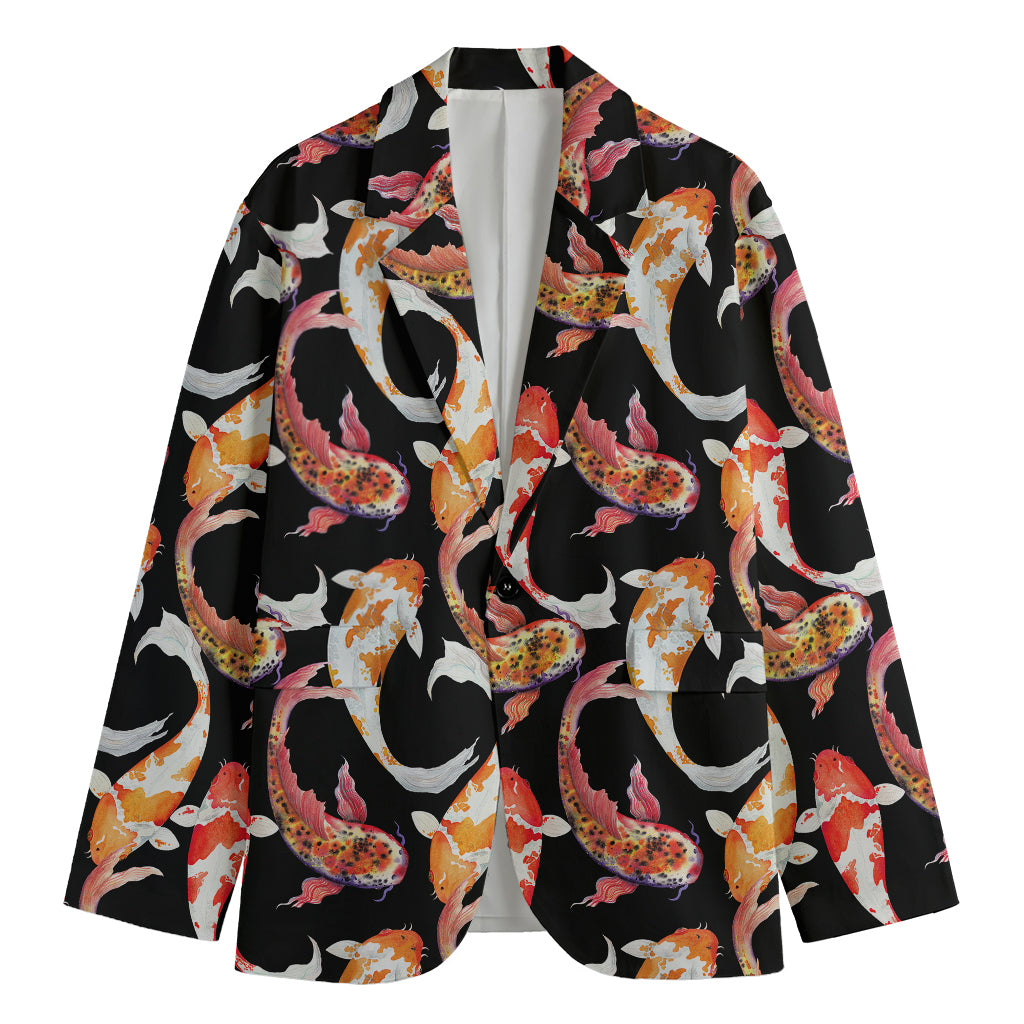 Watercolor Koi Carp Fish Pattern Print Men's Blazer