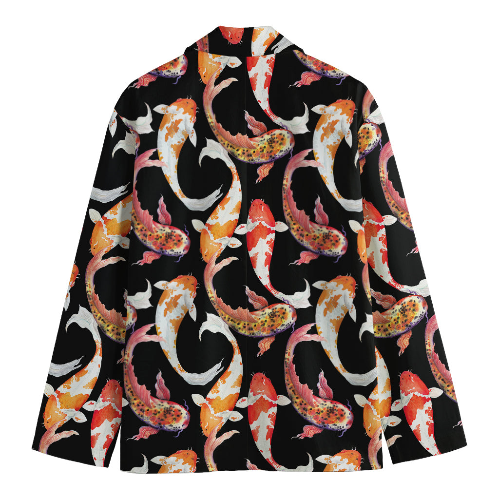 Watercolor Koi Carp Fish Pattern Print Men's Blazer