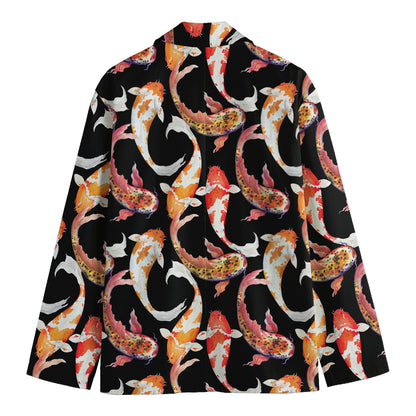 Watercolor Koi Carp Fish Pattern Print Men's Blazer