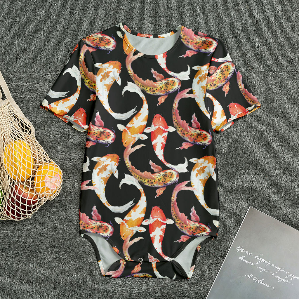 Watercolor Koi Carp Fish Pattern Print Men's Bodysuit