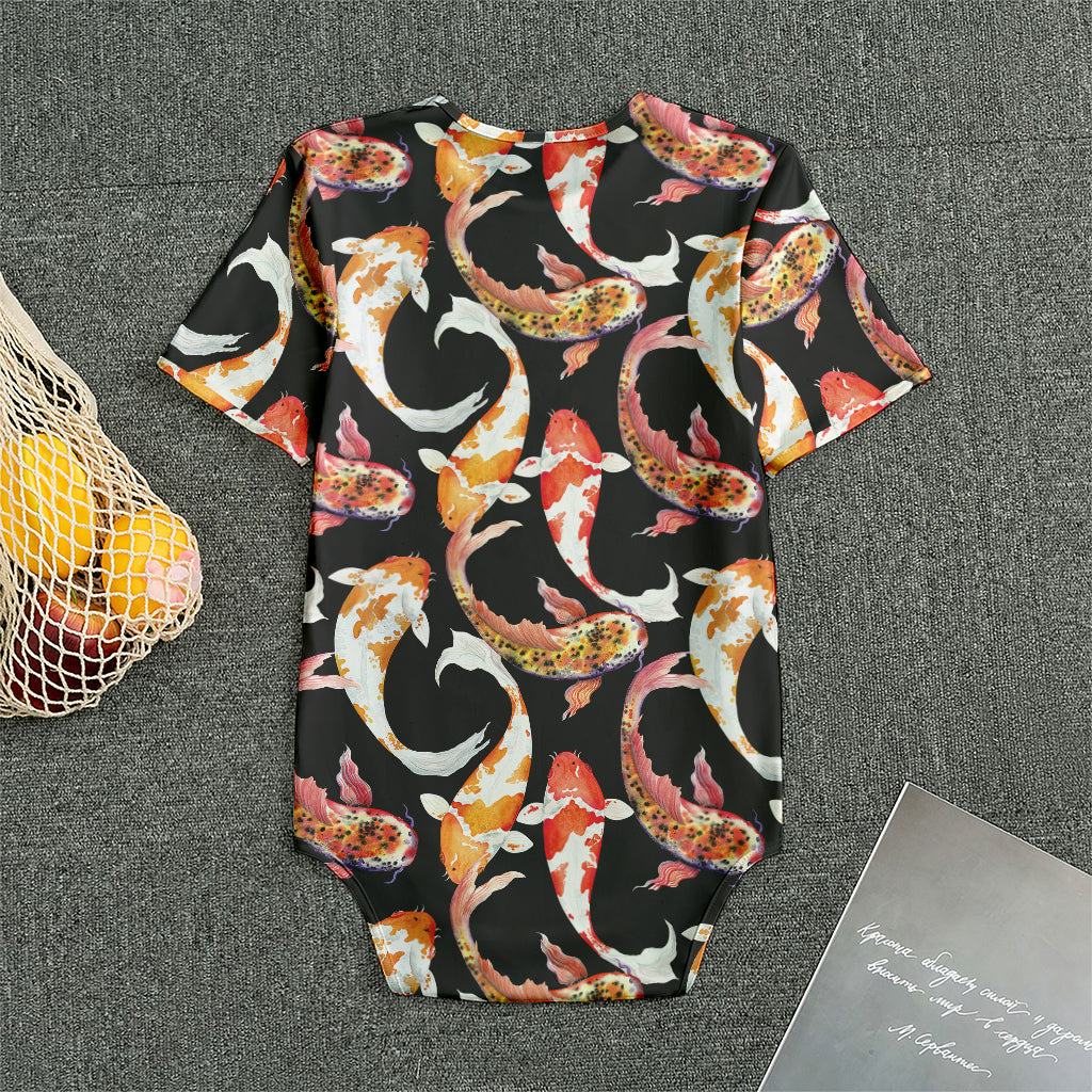 Watercolor Koi Carp Fish Pattern Print Men's Bodysuit