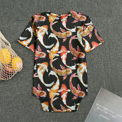 Watercolor Koi Carp Fish Pattern Print Men's Bodysuit