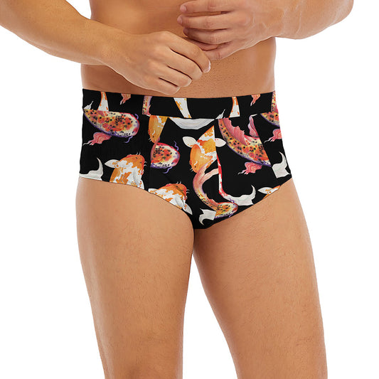 Watercolor Koi Carp Fish Pattern Print Men's Briefs