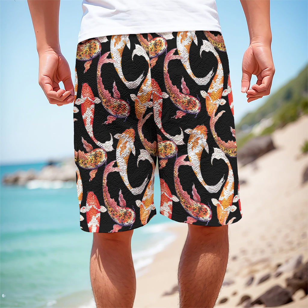 Watercolor Koi Carp Fish Pattern Print Men's Cargo Shorts