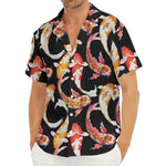 Watercolor Koi Carp Fish Pattern Print Men's Deep V-Neck Shirt