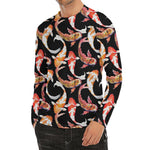 Watercolor Koi Carp Fish Pattern Print Men's Long Sleeve Rash Guard