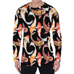 Watercolor Koi Carp Fish Pattern Print Men's Long Sleeve T-Shirt