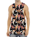 Watercolor Koi Carp Fish Pattern Print Men's Muscle Tank Top