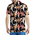 Watercolor Koi Carp Fish Pattern Print Men's Polo Shirt