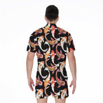 Watercolor Koi Carp Fish Pattern Print Men's Rompers