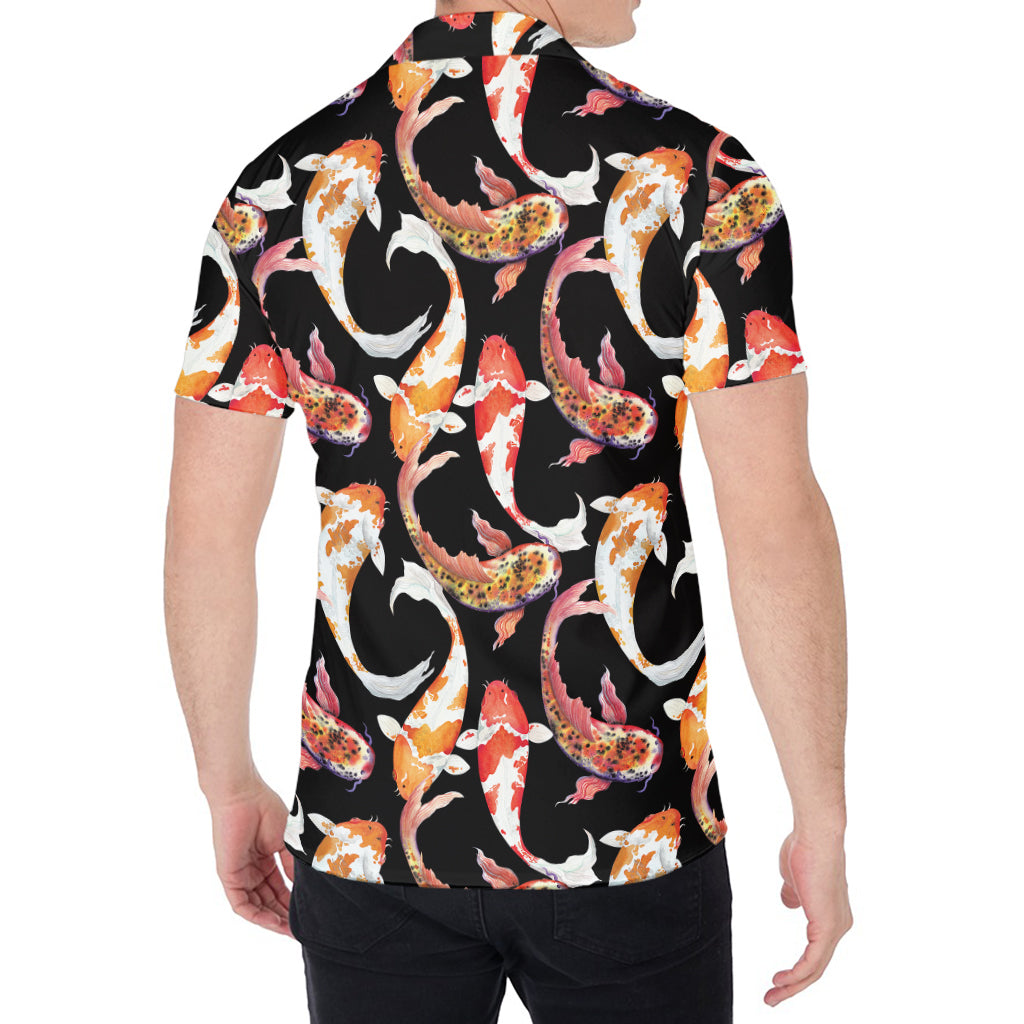 Watercolor Koi Carp Fish Pattern Print Men's Shirt