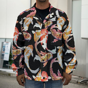 Watercolor Koi Carp Fish Pattern Print Men's Shirt Jacket