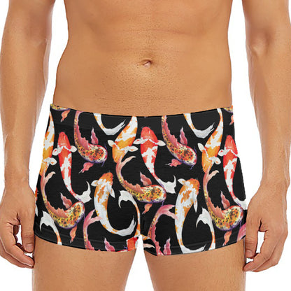 Watercolor Koi Carp Fish Pattern Print Men's Short Boxer Briefs