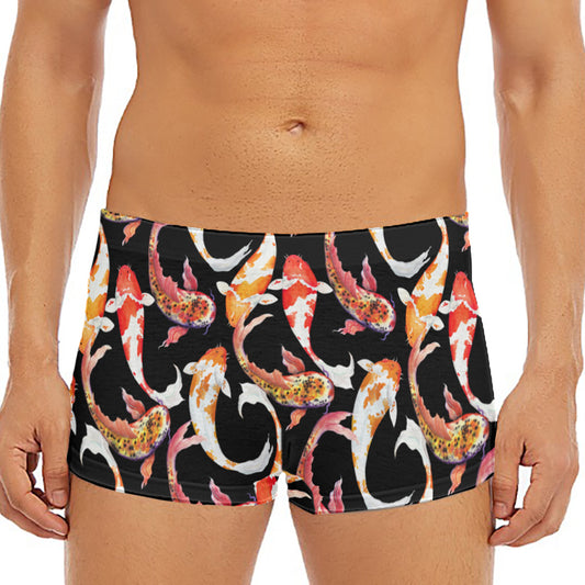 Watercolor Koi Carp Fish Pattern Print Men's Short Boxer Briefs
