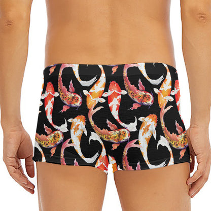 Watercolor Koi Carp Fish Pattern Print Men's Short Boxer Briefs