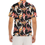 Watercolor Koi Carp Fish Pattern Print Men's Short Sleeve Rash Guard