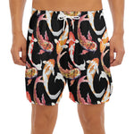Watercolor Koi Carp Fish Pattern Print Men's Split Running Shorts