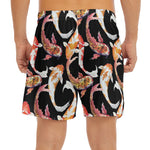 Watercolor Koi Carp Fish Pattern Print Men's Split Running Shorts