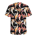 Watercolor Koi Carp Fish Pattern Print Men's Sports T-Shirt