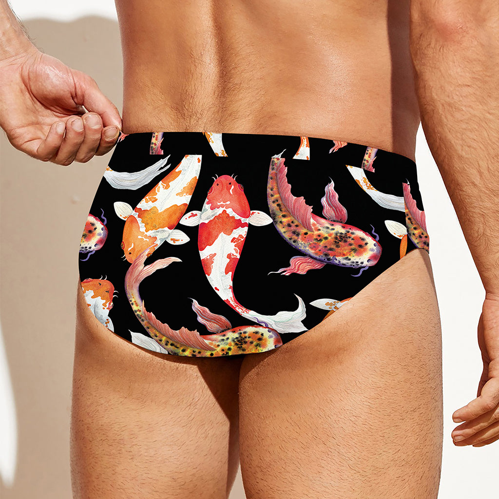 Watercolor Koi Carp Fish Pattern Print Men's Swim Briefs