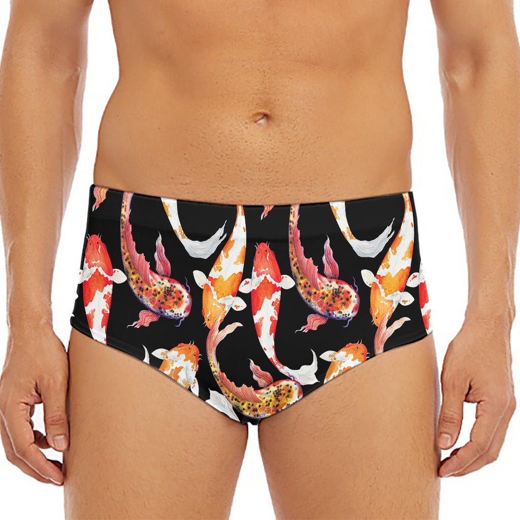 Watercolor Koi Carp Fish Pattern Print Men's Triangle Swim Briefs