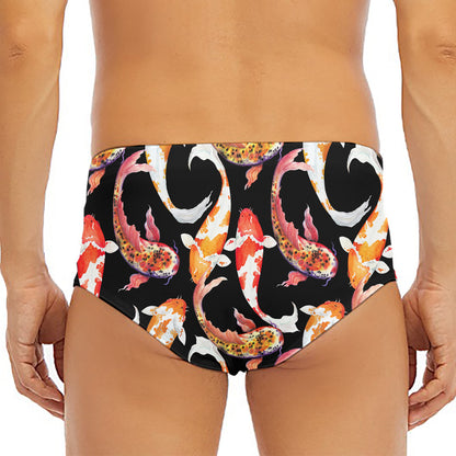 Watercolor Koi Carp Fish Pattern Print Men's Triangle Swim Briefs