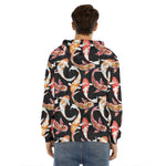 Watercolor Koi Carp Fish Pattern Print Men's Velvet Pullover Hoodie