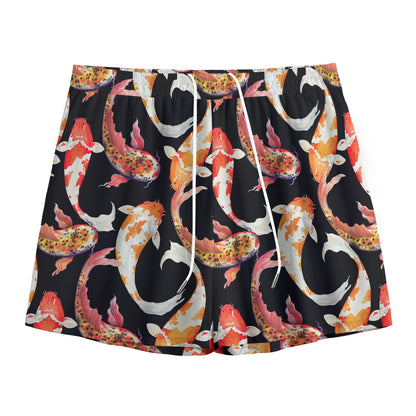 Watercolor Koi Carp Fish Pattern Print Mesh Shorts