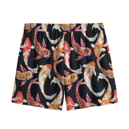 Watercolor Koi Carp Fish Pattern Print Mesh Shorts