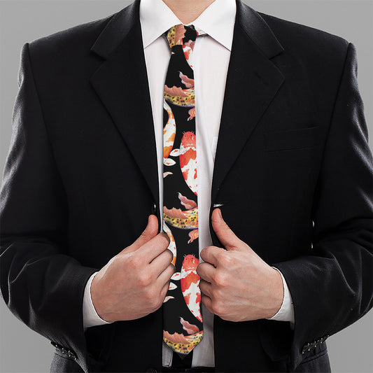 Watercolor Koi Carp Fish Pattern Print Necktie