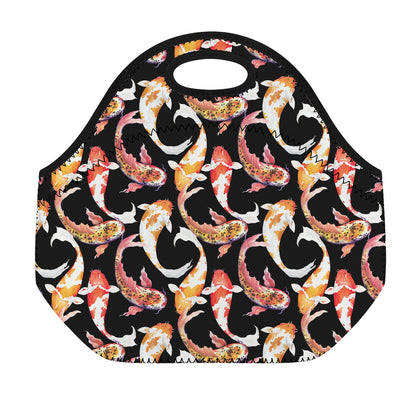 Watercolor Koi Carp Fish Pattern Print Neoprene Lunch Bag
