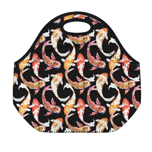 Watercolor Koi Carp Fish Pattern Print Neoprene Lunch Bag