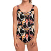 Watercolor Koi Carp Fish Pattern Print One Piece Swimsuit