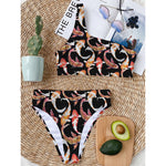 Watercolor Koi Carp Fish Pattern Print One Shoulder Bikini Top