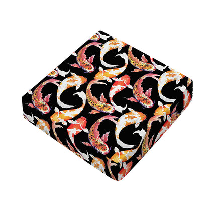 Watercolor Koi Carp Fish Pattern Print Outdoor Seat Cushion Cover