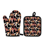 Watercolor Koi Carp Fish Pattern Print Oven Mitt And Pot Holder Set