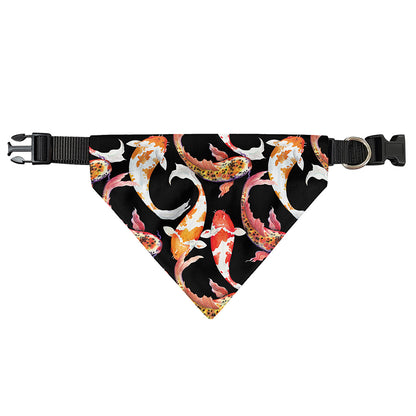 Watercolor Koi Carp Fish Pattern Print Over The Collar Dog Bandana