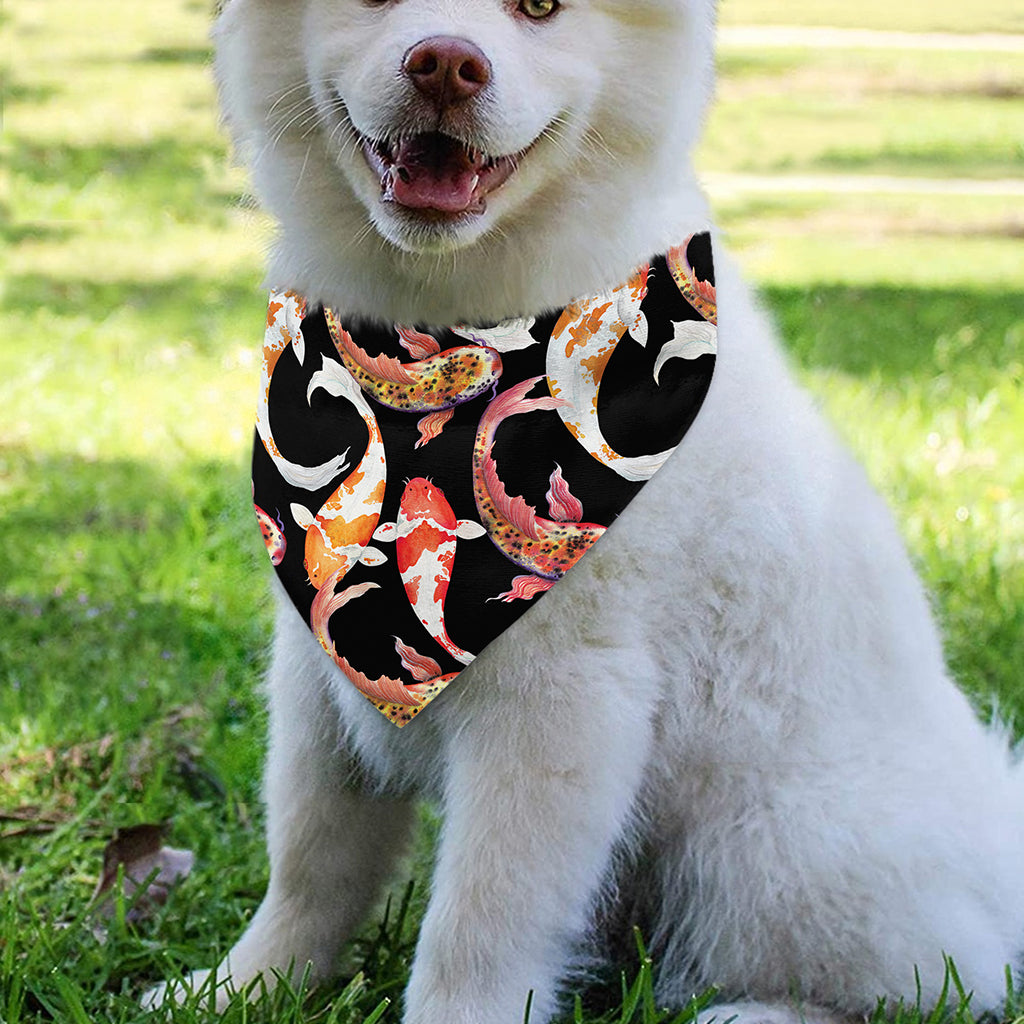 Watercolor Koi Carp Fish Pattern Print Over The Collar Dog Bandana
