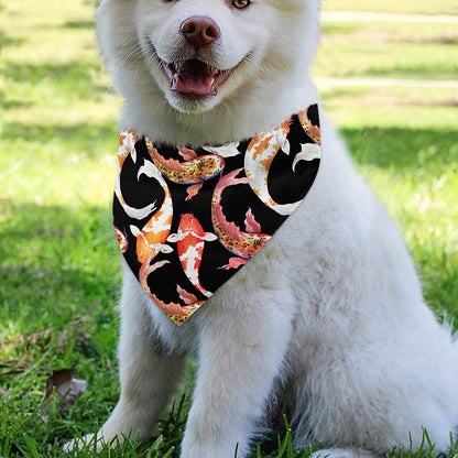 Watercolor Koi Carp Fish Pattern Print Over The Collar Dog Bandana
