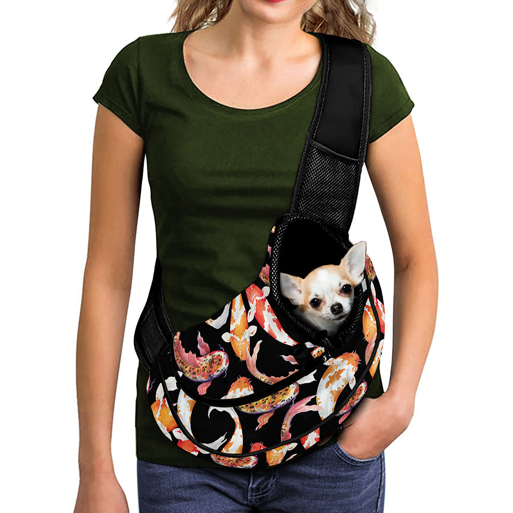 Watercolor Koi Carp Fish Pattern Print Pet Sling Carrier