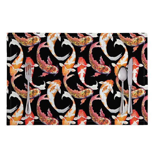 Watercolor Koi Carp Fish Pattern Print Placemat