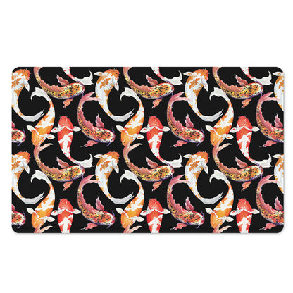 Watercolor Koi Carp Fish Pattern Print Polyester Doormat