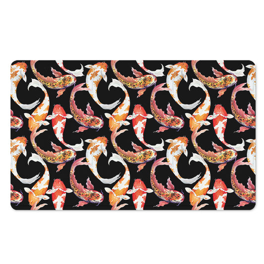 Watercolor Koi Carp Fish Pattern Print Polyester Doormat