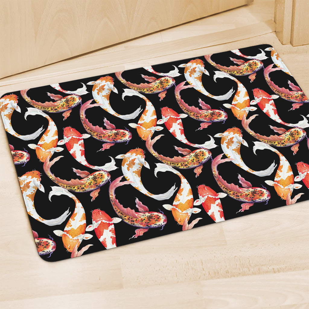 Watercolor Koi Carp Fish Pattern Print Polyester Doormat